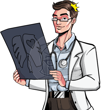 Comics Style Male Doctor Cartoon Character
